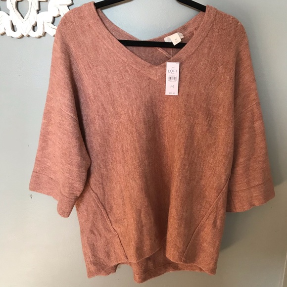 LOFT Sweaters - Loft V-Neck 1/2 Sleeve Dusty Rose Oversize Sweater